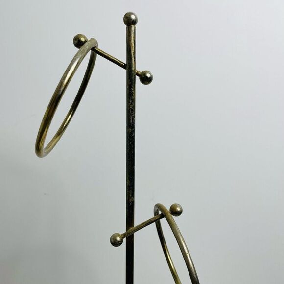 Vintage Modern Regency Crystal 3 Ring Hand Towel Holder Stand Bathroom Brass OS - Picture 2 of 7